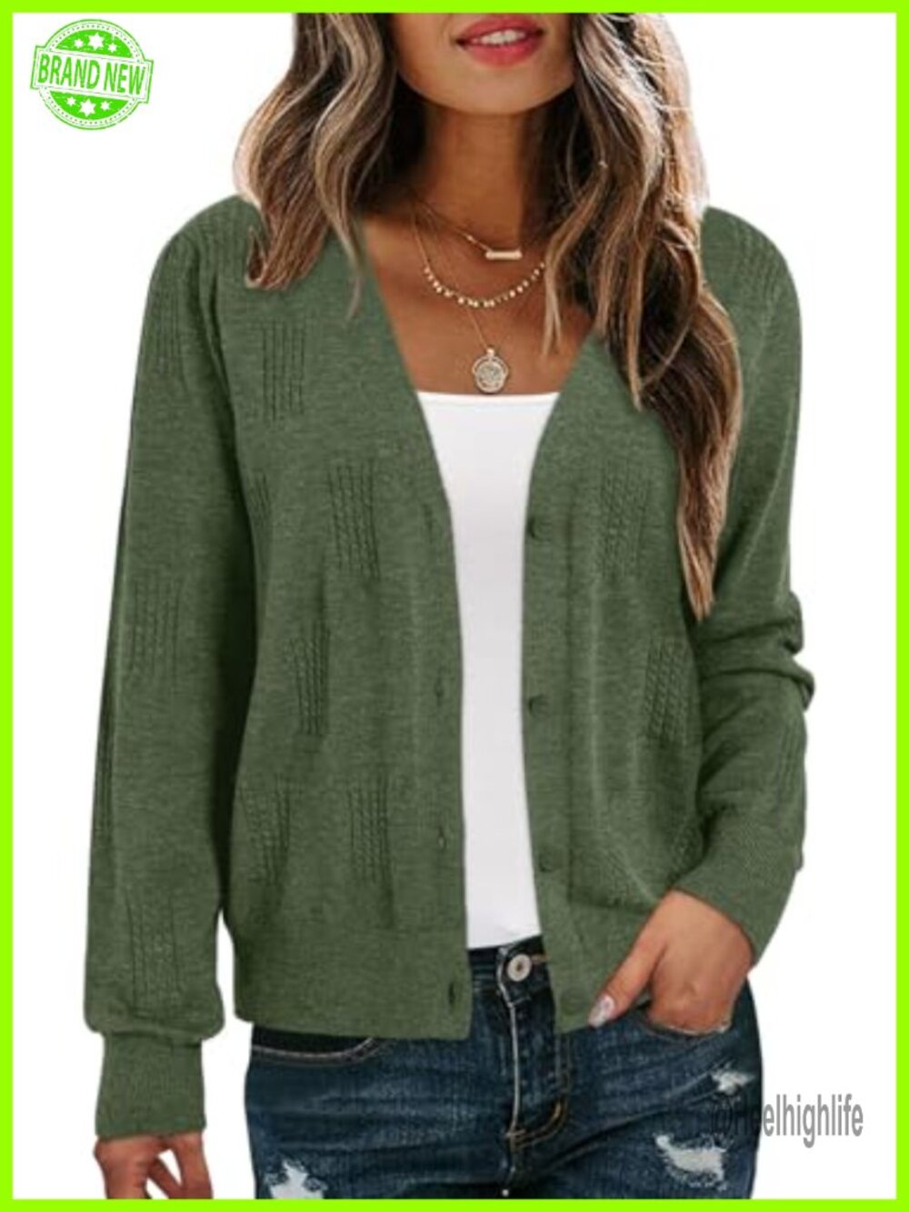 Lightweight Open Front Cardigan V-Neck Long Sleeve with Pockets